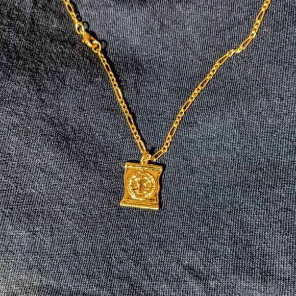 NEW 18K - 22in Gold Plated San Judas Tadeo Necklace - Picture 4 of 4